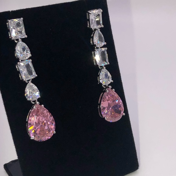 Pink Sapphire Multi-Stone Dangle Earrings - Picture 4 of 11